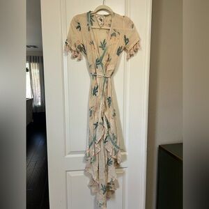 ☀️🦩Coquette Resort Wear Floral Wrap Dress Tassels Beach Poolside Coverup 🦩🌊